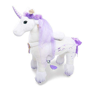 Amazing Ride on Unicorn | White & Purple Plush | PonyCycle® 