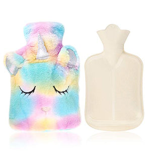 Rainbow Unicorn Hot Water Bottle With Cover 
