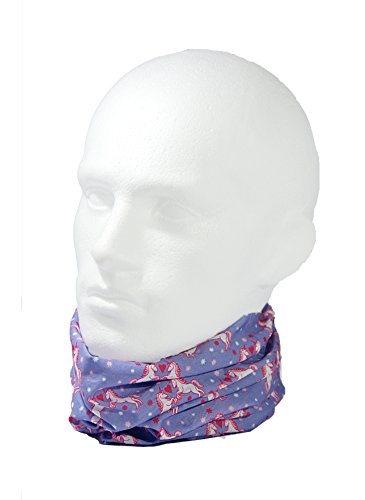 UNICORNS - PURPLE, PINK, HEARTS - RUFFNEK Multifunctional scarf/neck warmer for Girls, Women- Bandana, Scarf, Beanie Hat