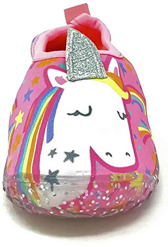 Girls Pink Unicorn Aquasocks Beach Sandals Clogs Shoes Mules Kids Size 5-10 (Numeric_8)