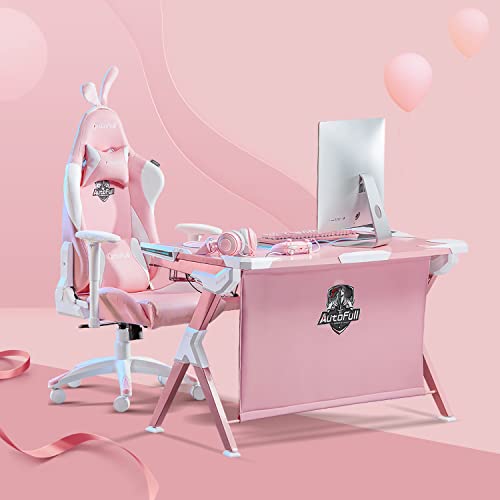 Gaming Desk Autofull Pink Gaming Chair With Bunny Pink Ergonomic