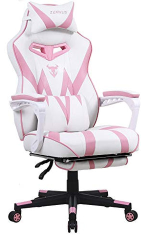 Zeanus Pink Gaming Chair For Girl | Ergonomic Gaming Chair | Pink & White 