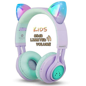 Kids Unicorn Headphones | Lilac & Mint Green | LED Light Up Ears 
