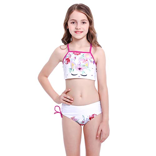Girls Floral Unicorn 2- Piece Tankini Bikini Set Swimsuit IMEKIS