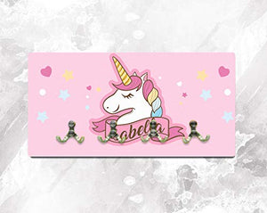 Personalised Unicorn Coat Hanger | Wall Hooks | Pink