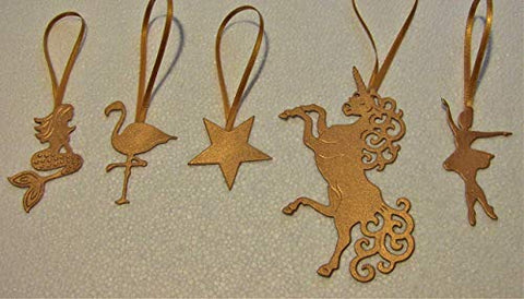 Christmas Tree Decorations (Pack 5) Various Designs: Unicorn