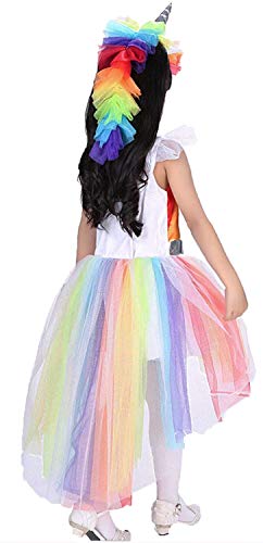 Girls Unicorn Party Dress Rainbow Unicorn Headband and Dress 3-5 Years