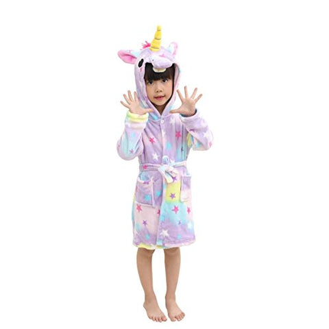 Comfy & Soft Unicorn Hooded Unicorn Robe Dressing Gown For Girls | Multicoloured