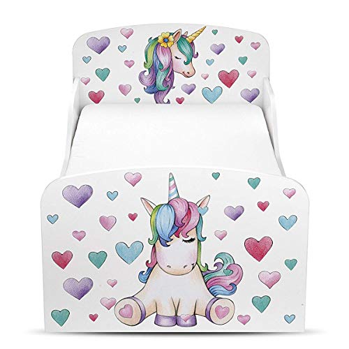 Cute Unicorn Toddler Bed With Fully Strung Mattress