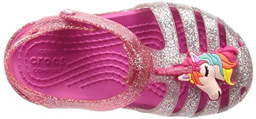 Unicorn Jellies Silver Pink Glitter Unicorn Motif Kids Girls - Crocs