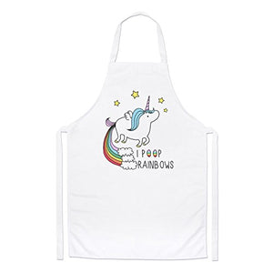 Funny unicorn apron with quote "I poop rainbows"