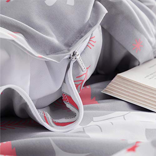 Cute Unicorn Duvet Cover Set Single Size - Unicorn Bedding 135x200cm | Grey & Coral