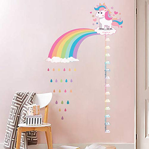 Unicorn Rainbow Height Chart Wall Stickers | Wall Decals for Kids Girls Bedroom Nursery