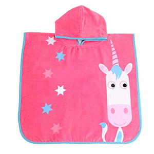Cute Unicorn Hooded Poncho Swim Bath Towel | Toddler Kids | Quick Dry  