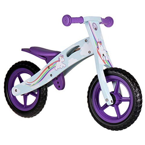 Children's Wooden Balance Bike | Unicorn Design | Purple | Age 2+ | Nicko