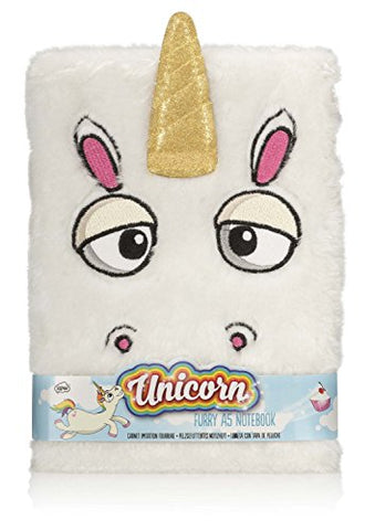 White Furry Fun Unicorn Lined Notebook