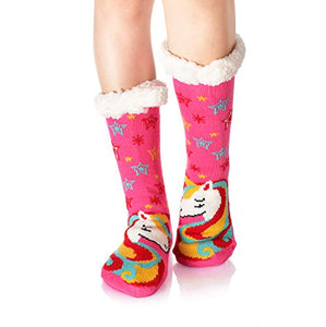 Women's Unicorn Slipper Socks | Super Soft and Warm Fleece Lined Socks 