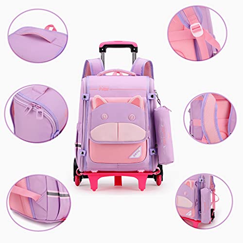 School Bags Rolling Backpacks Children Trolley Backpack Schoolbag with Six Wheels Climbing Stairs Unisex Children Satchel for School Sports Outdoors Travel