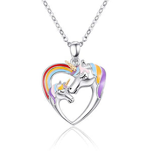 Rainbow Unicorn Necklace | For Girls Mother & Daughter | 925 Sterling Silver | Unicorn Gifts 