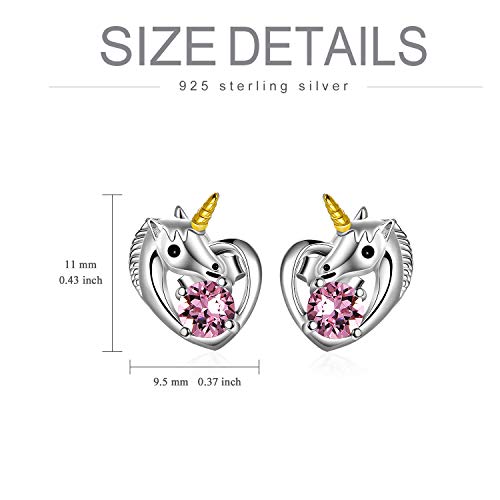 Swarovski Unicorn Heart Earrings Silver & Pink 