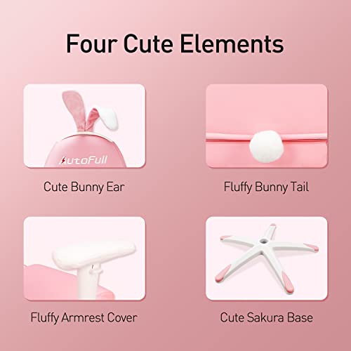 Pink Ergonomic Gaming Chair | Cute Kawaii Style Office Chair | PU Leather | AutoFull
