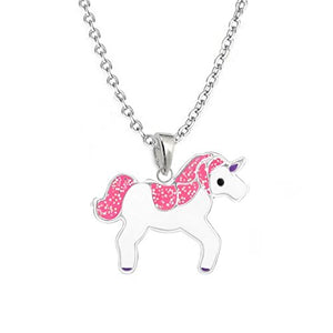 silver unicorn necklace pink unicorn