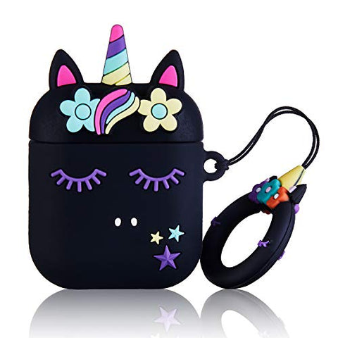 Black Floral Unicorn Case For AirPod 2/1 | Safety Case