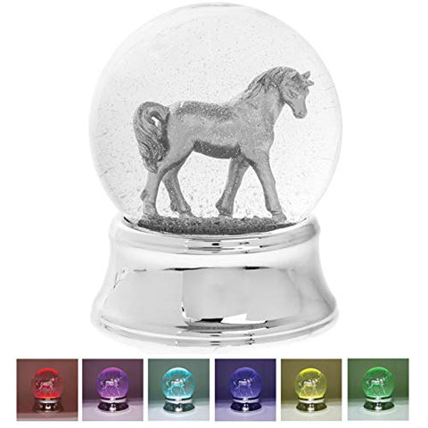 Silver Unicorn LED Water Globe | Ornament 