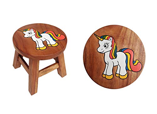 Wooden Stool For Kids Unicorn Design 
