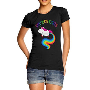TWISTED ENVY Funny t Shirts For Women Rainbow Unicorn Farts UNI-Farts Funny t Shirts Novelty Joke Humour Medium Black
