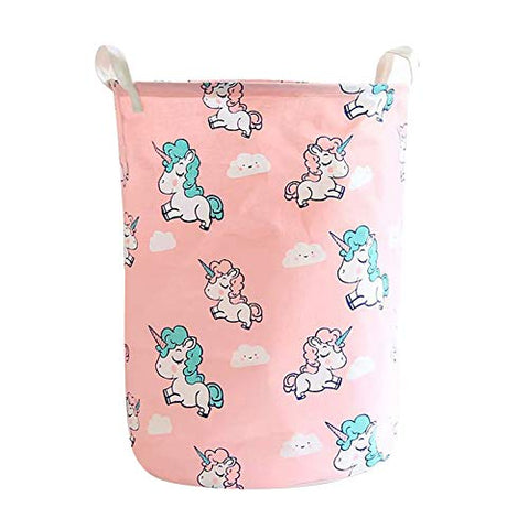 Pink Unicorn Toy Laundry Storage Basket 