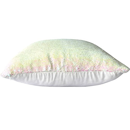 DrCosy Mermaid Pillow Case 16"x16" Magic reversible Sequins Pillow Covers (White/Fancy White)