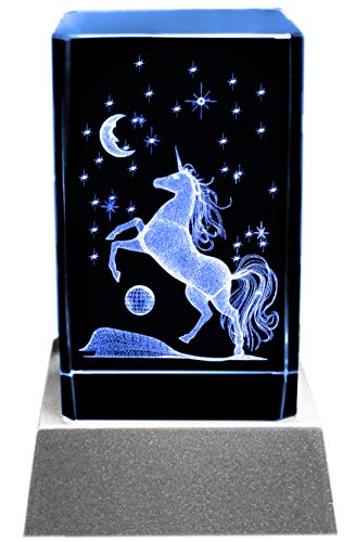 Unicorn Design Mood Light - LED candle / crystal glass block / 3D laser engraving unicorn motif