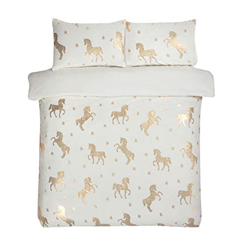 Ivory & Gold Single Unicorn Duvet Cover Set