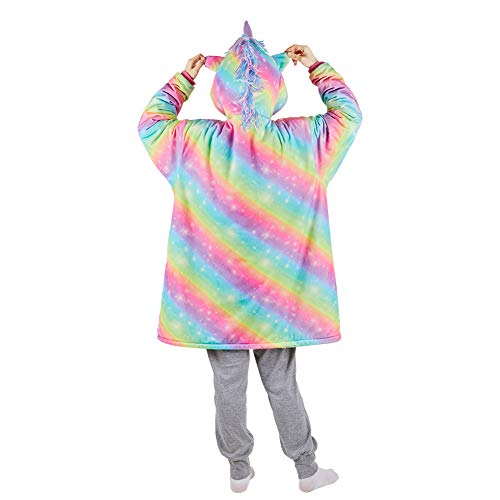 Sherpa Lined Multicoloured Unicorn Blanket For Kids Hooded Top