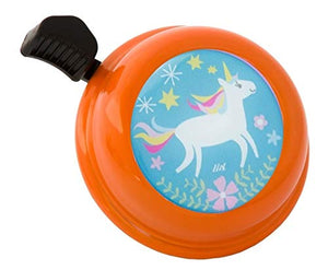 Liix Bicycle Bell Colour Bell Happy Unicorn Motif for Children and Adults with Easy Assembly (Orange)