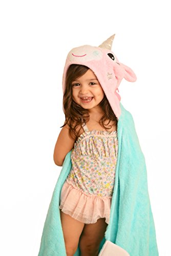 Pink and Teal Unicorn Hooded Towel