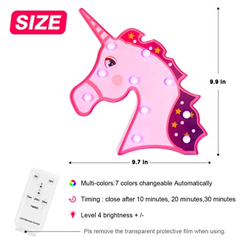 Led Unicorn Light Night Lights Remote Control Marquee Sign Lamps Battery Operated Bulbs Wall Decoration Gift