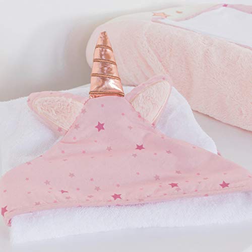 Pink & White Unicorn Hooded Towel 