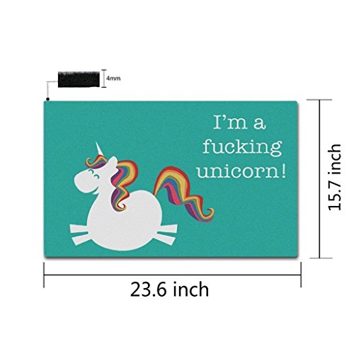 Green unicorn doormat with funny quote for front door, back door, bedroom, office