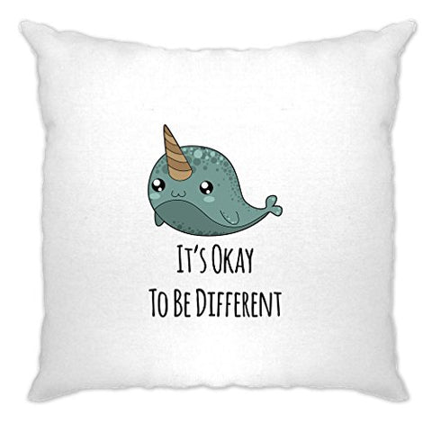 It's Okay To Be Different Narwhal Unicorns Of Sea Cartoon Cute The Ocean Sunfish Bowhead Mammal Tusk Nature Slogan Cushion Cover Sofa Home Cool Birthday Gift Present