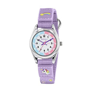 Tikkers Girls Unicorn Analogue Classic Quartz Watch with Unicorn Textile Strap- Lilac