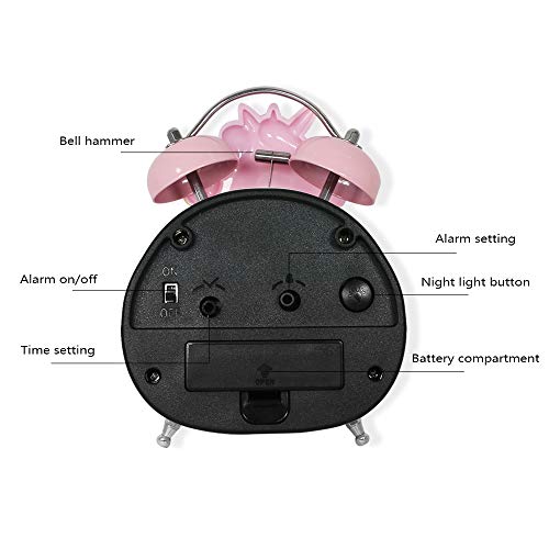 Pink Unicorn Alarm Clock With Night Light & Loud Alarm | Battery Powered