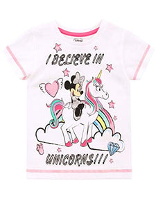 Disney Girls Minnie Mouse T-Shirt With Unicorn | White 