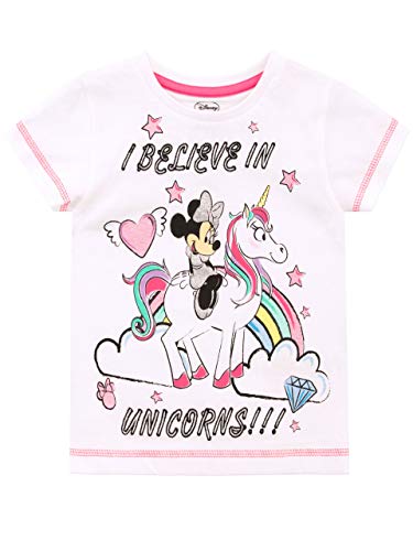 Disney Girls Minnie Mouse T-Shirt With Unicorn | White 