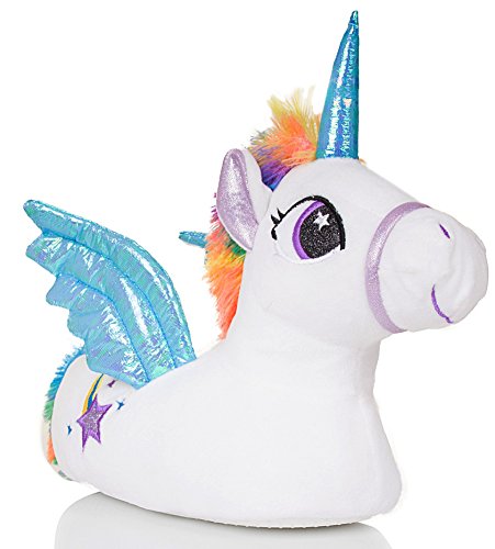 Cute Ladies, Womens, Unicorn Slippers with Horn, Mane, Tail and Wings 