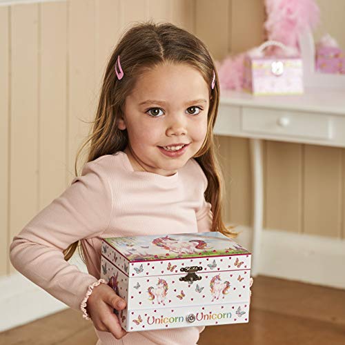 Lucy Locket Magical Unicorn Musical Jewellery Box for Children - Pink Glittery Jewellery Box for Girls and Boys with Ring Holder