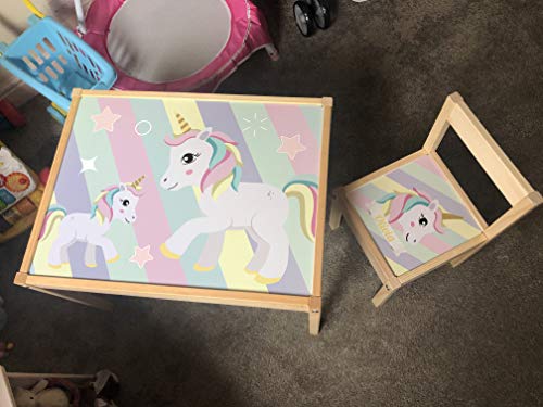 Personalised Unicorn Themed Children's Table And Chair | IKEA LATT