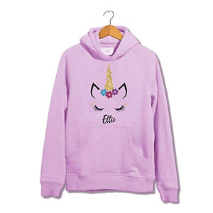Personalised Glitter Unicorn Girls Hoodie | Baby Pink | Unicorn Gift 