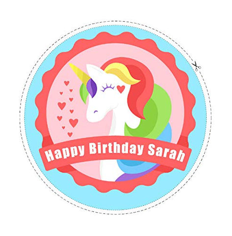 Unicorn Personalised Edible Icing "Birthday/Any/Your Message" Cake Topper | 7.5 Inches